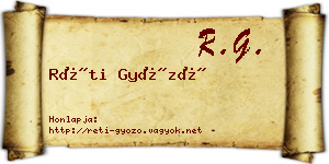 Réti Győző névjegykártya